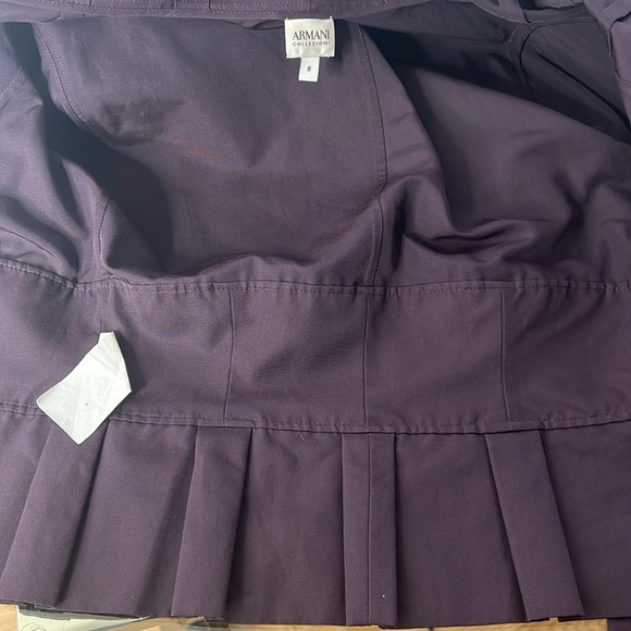 Giorgio Armani Collezioni Sz 8 Purple Eggplant Wrap Tie Cotton Blend Jacket - Picture 10 of 10